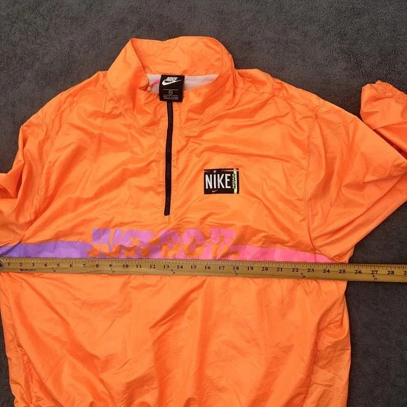 nike windbreaker jacket wome's size 1X JUST DO IT orange pullover lightweight - Picture 8 of 12